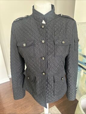 Tory Burch Black Military Style Quilted Jacket 4